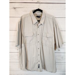 5.11 Tactical Series Men's Beige Outdoors Short Sleeve Button Up Shirt‎ Size 2XL